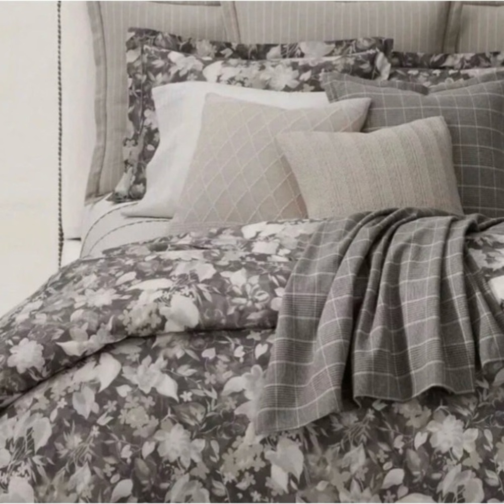 Ralph Lauren Bedding Avery Duvet Cover Charcoal Heather Full/Queen 92x96 NWT